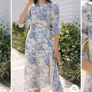 Morning lavender Puffed sleeve MIDI dress